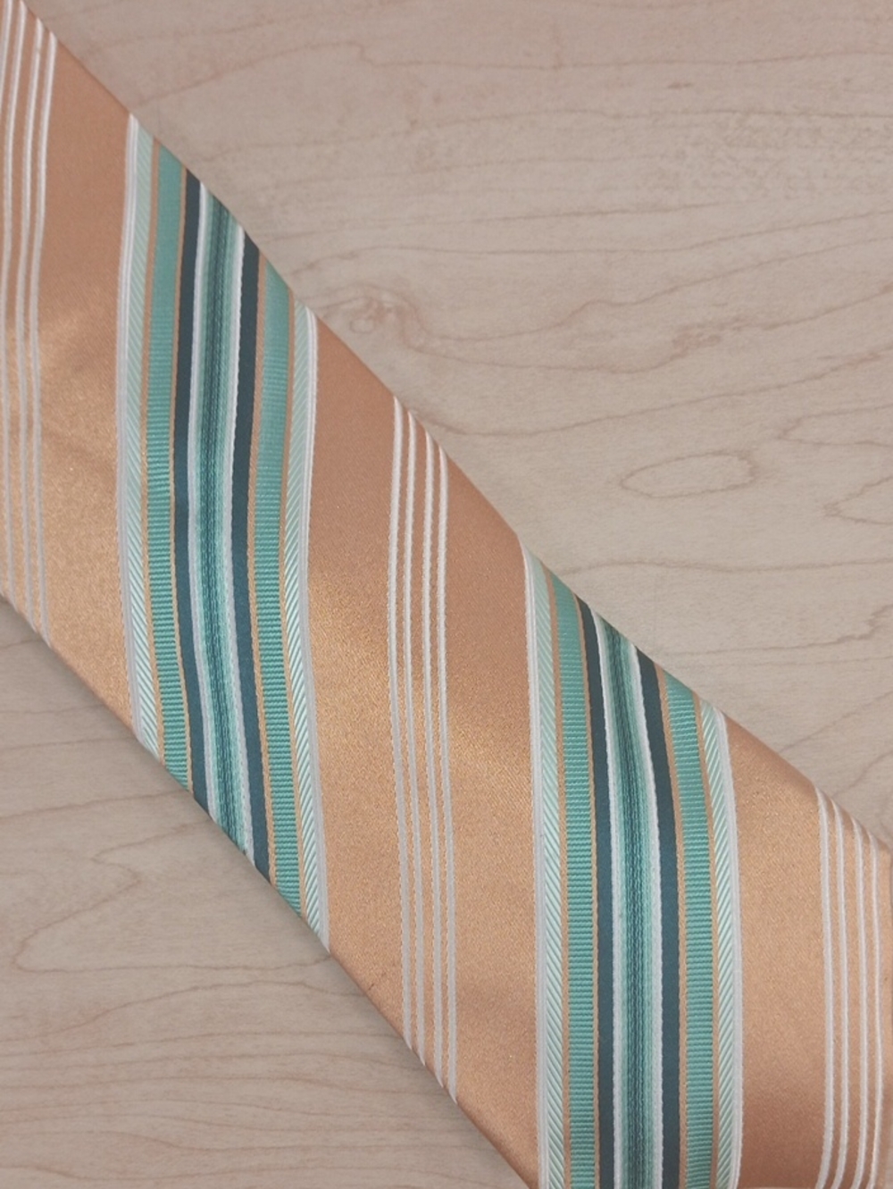Ermenegildo Zegna Peach and Teal Striped Silk Tie